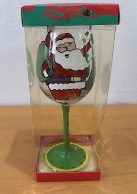 De-Lite-Holiday Goblet-Hand Painted Personality - Santa  Old Saint Nick  & Trees
