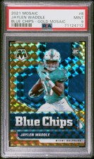 2021 PANINI MOSAIC BLUE CHIPS GOLD MOSAIC #8 JAYLEN WADDLE 9/10 PSA 9