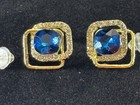 Earrings Royal Blue Sapphire Rhinestone with post set — photo 7