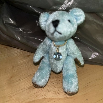 Russ Berrie December Birthstone Turquoise Mini Bear Of The Month Bear Worn Sh59
