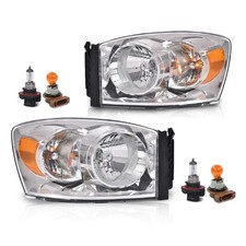 Headlights Dodge Ram 1500 06-08 2500 3500 06-09 Clear Chrome Amber 68003125AD