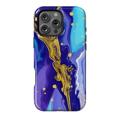 Abstract Blue Purple Marble Gold Foil Luxury Trendy Case For iPhone 12-17