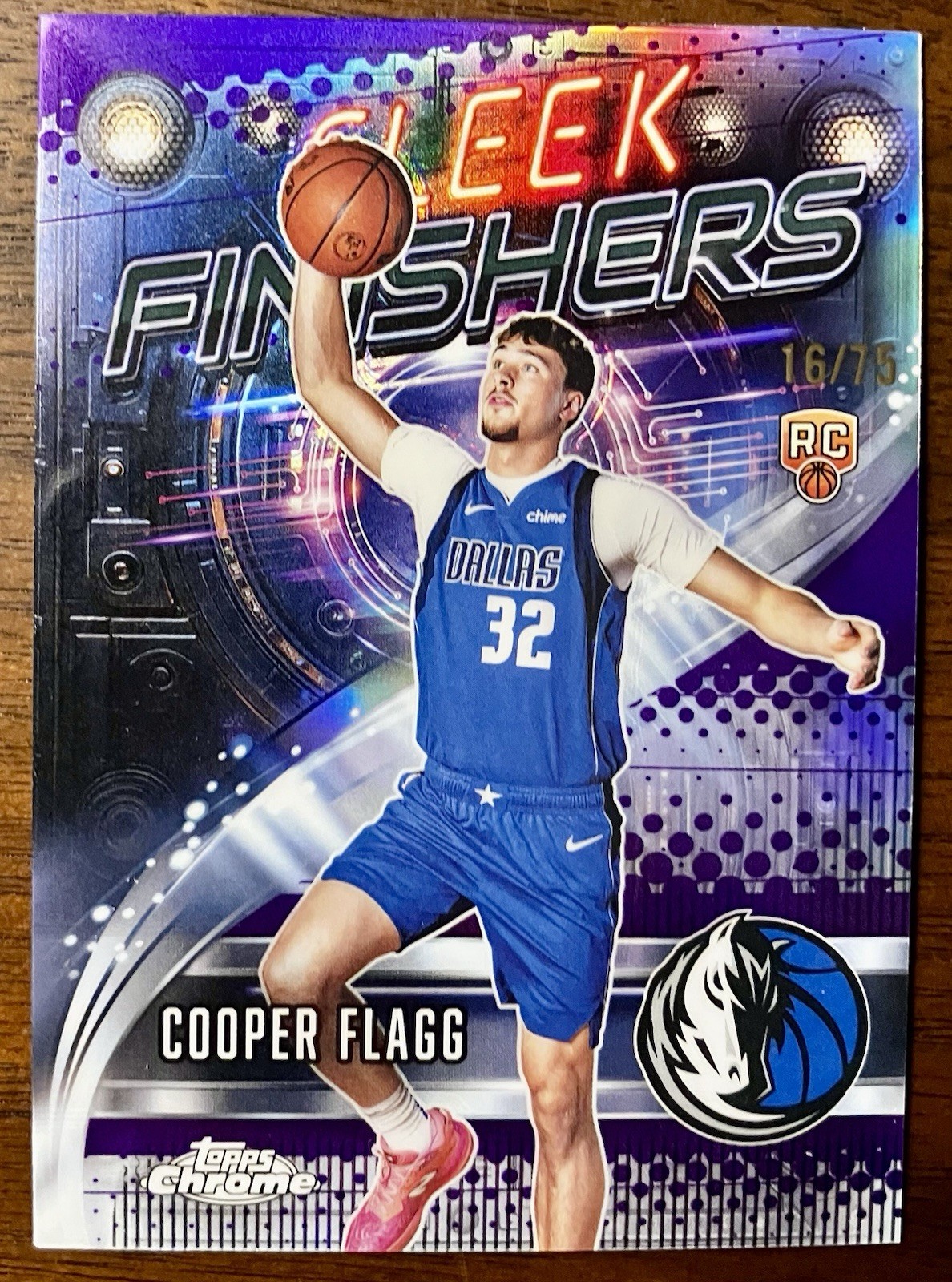 2025-26 Topps Chrome Basketball Cooper Flagg Sleek Finishers Purple Refractor/75