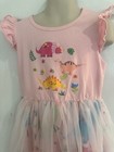 Girls Size 7-8 Pink Dinosaurs Pattern Sleeveless Dress With Net Overlay — photo 4