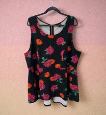 Torrid Tunic Floral Fit Flare SIZE 4 Sleeveless Black High low orange fuchsia