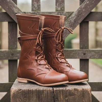 Medieval Leather Boots | Viking Reenactment Shoes for Renaissance Fair