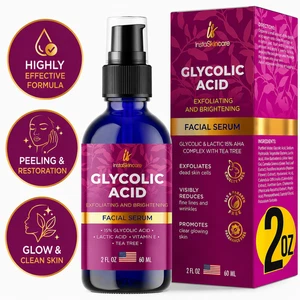 Acides glycoliques 15% Lactique AHA Sinus facial Anti-âge brillant exfoliant 2oz
