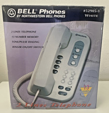 Northwestern Bell Phones 52905-1 White 2 Lines Phone 13 Number Memory Easy Touch