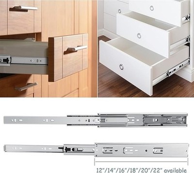 10''-22''Ball Bearing Drawer Slides Track Rail Heavy Duty Full Extension 100-lb