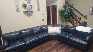 Luxury Real Leather Bernhardt L-Shape 4 Piece Living Room Suit Couch & Table