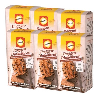 Aurora Roggendinkelbrot Backmischung 500g | Herzhaftes Brot einfach backen (6er