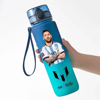 Lionel Messi 650ml Water Bottle Blue PC Sports Football Gym Travel Leakproof