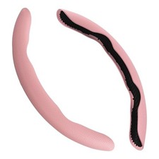 2PCS Car Nappa Leather Steering Wheel Cover, Segmented Steering Wheel Pink