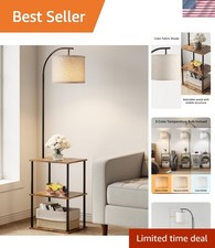 Floor Lamp with Table, Night Stand with Lamp, Narrow Side Table with 3CCT LED...