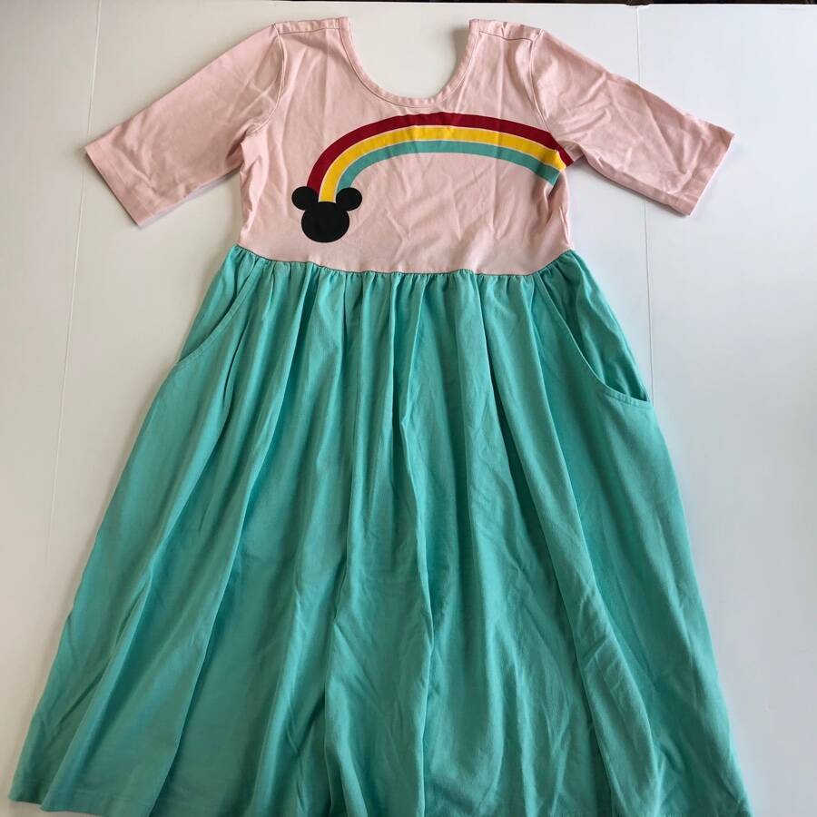 Girls Hanna Andersson Disney Dress Size 12 Mickey Mouse Rainbow Pink Blue EUC Girls Hanna Andersson Disney Dress Size 12 Mickey Mouse Rainbow Pink Blue EUC