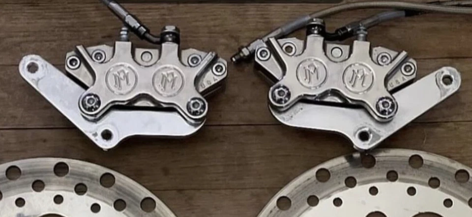 4 Piston Billet Caliper Adapter Harley Front 84-99 Fxr Touring Pm Ultima J Brake - Image 2 of 3