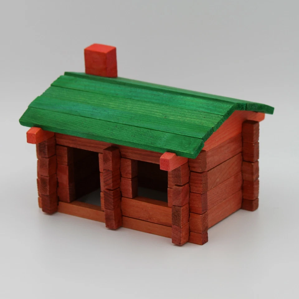 200 Piece Log Building Set Paul Bunyan Real Wooden Pieces Made In The USA - Image 4 of 4