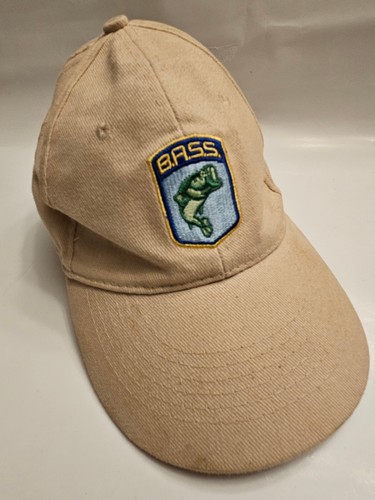 B.A.S.S. Bass Fishing Adjustable Hat Ball Cap Hook & Loop Adjustable Beige