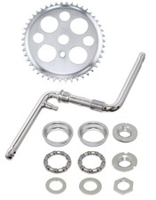 ORIGINAL LUCKY 7 BICYCLE 46T SPROCKET, 6 1/2" CRANK, BOTTOM BRACKET CHROME SET.