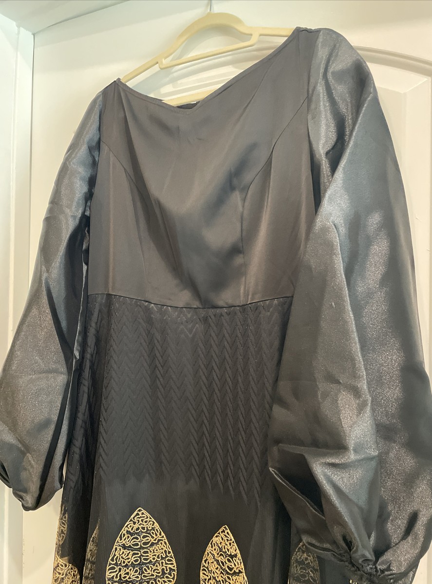 Shein black And Gold Long back zipper Long Sleeve dress XL New | eBay Shein black And Gold Long back zipper Long Sleeve dress XL New | eBay
