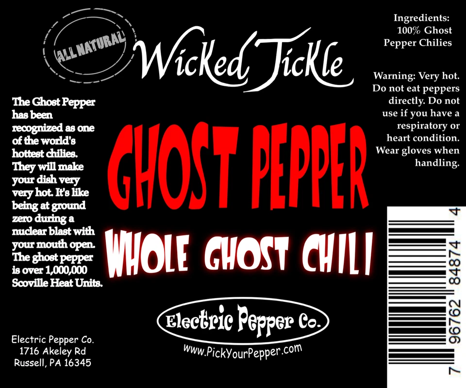 Dried Whole Ghost Peppers Chile Pepper Pods 1 oz Hot 25 Peppers Wicked Tickle - Image 3 of 4