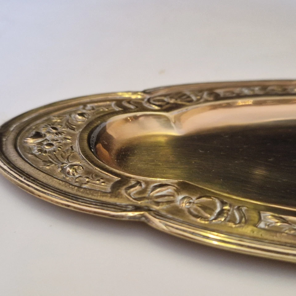 Argent ou métal argenté vermeillé - Joli plateau ovale - L. 30,5 x 9,5 cm - 1920 - Photo 4/4