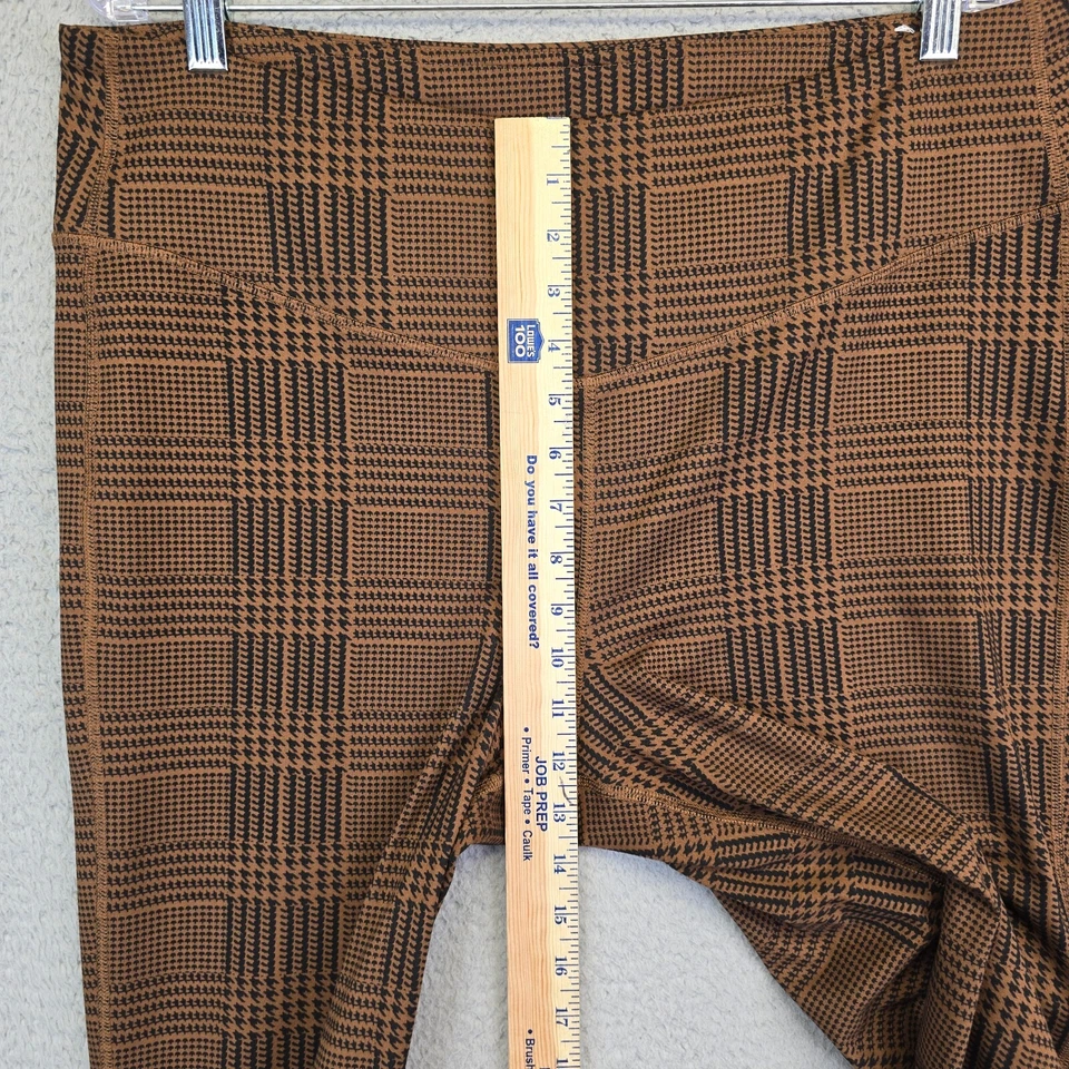 Maurices Wide Leg Plaid Pants Women’s XL Brown Academia Tall Stretchy Pull On - Image 3 of 4