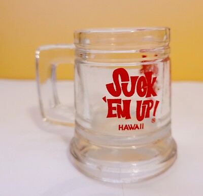 Suck Em Up Hawaii Handle Shot Glass Clear Glass Novelty Souvenir Free Shipping