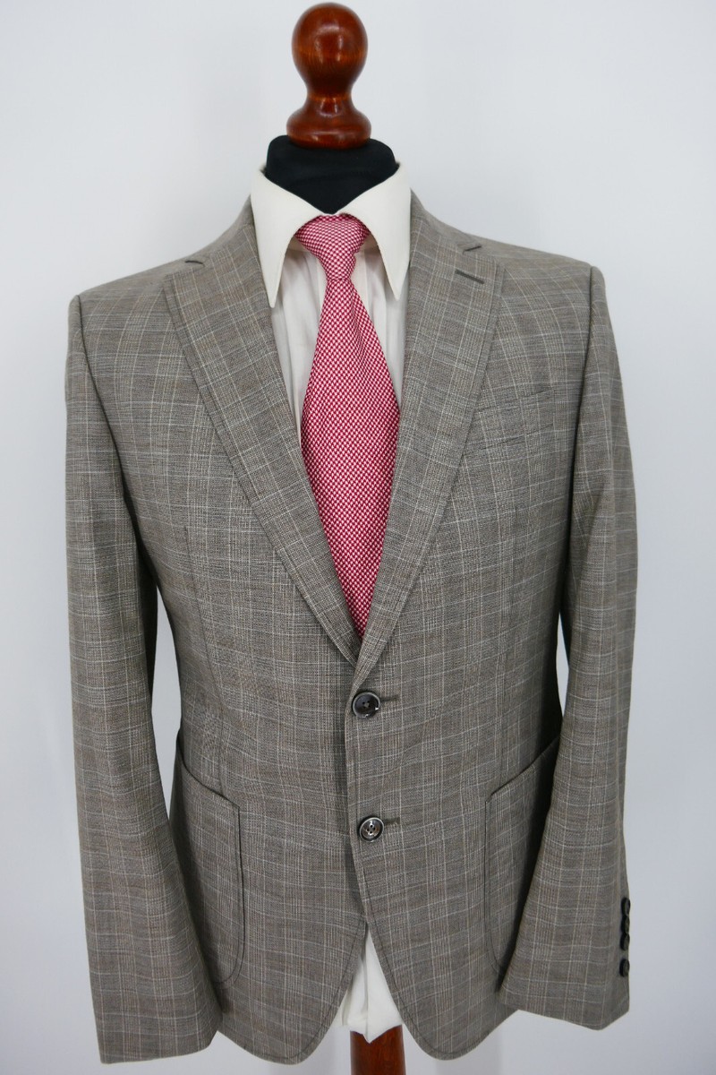 Joop Slim Fit Sakko Schurwolle Baumwolle Bronze Grau