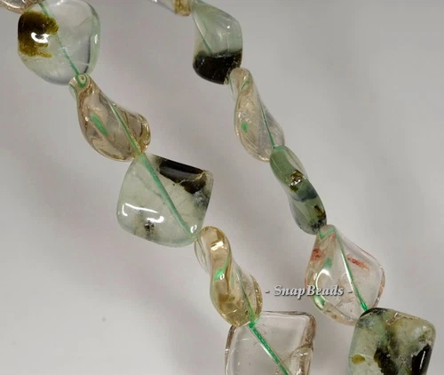 18MM PREHNITE GEMSTONE TWIST DIAMOND LOOSE BEADS 7inch - Imagen 2 de 3