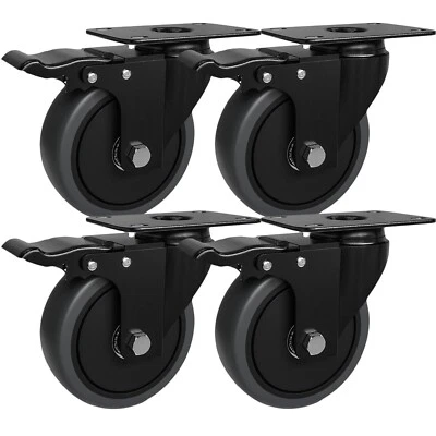 AUROH 4 X Heavy Duty Double Bearing Braked 100mm Swivel Castor Wheel Trolley 700 Kg