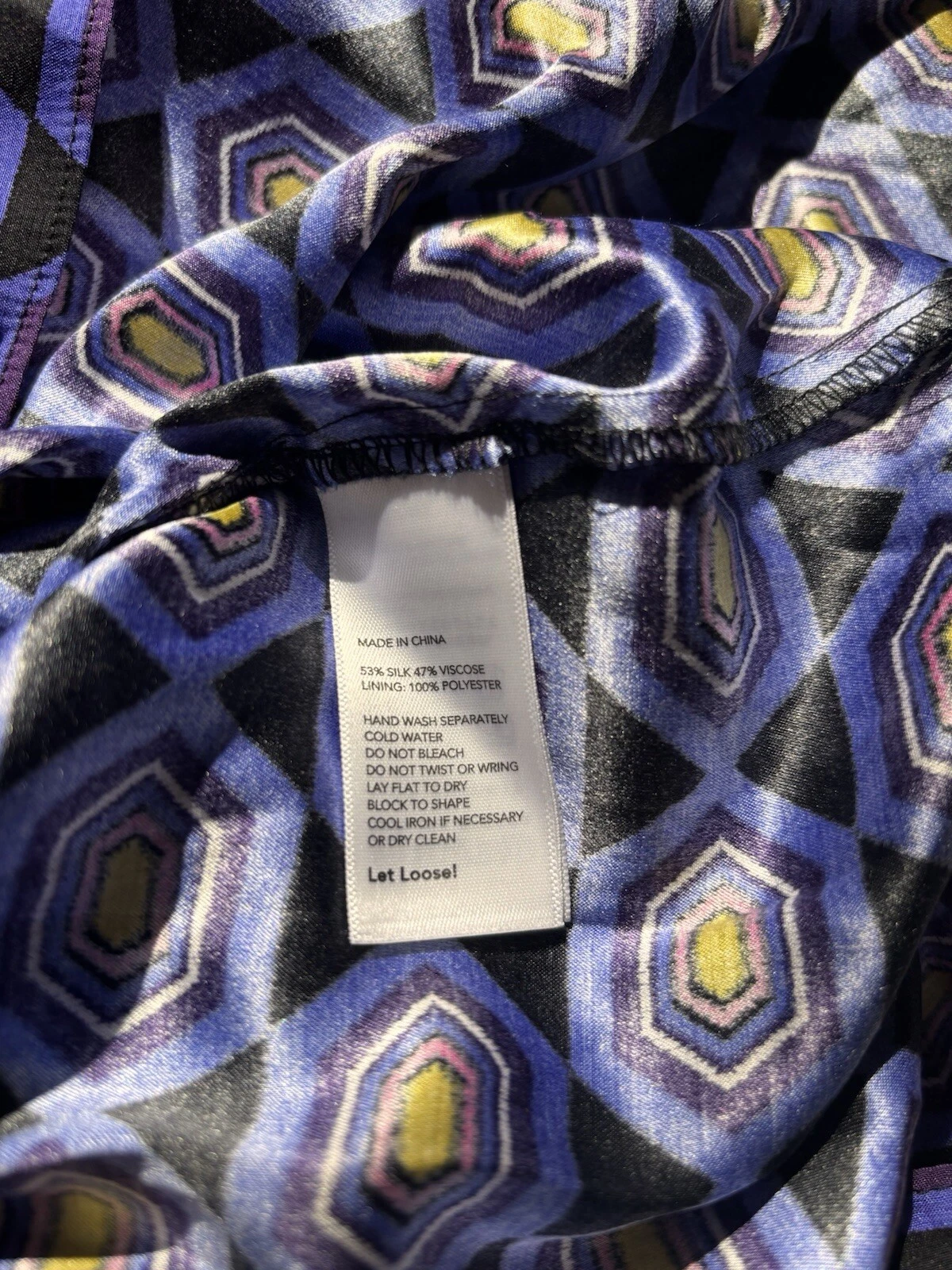 Kate Spade Saturday Let Loose pannello anteriore posteriore geometrico taglia 10 misto seta