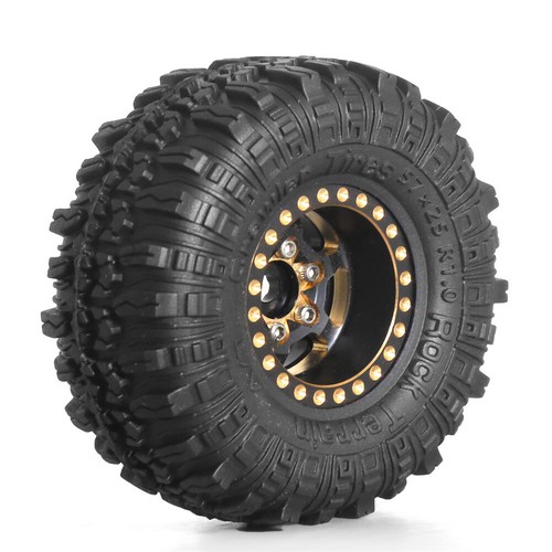 4PCS 1.0 Brass Rubber Wheels Tires for 1/18 TRX4M 1/24 Axial SCX24 Upgrade Parts - Picture 6 of 9