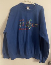 Vintage Fort Myers Beach Crewneck Sweatshirt Blue SZ XL USA Made Graphic Print