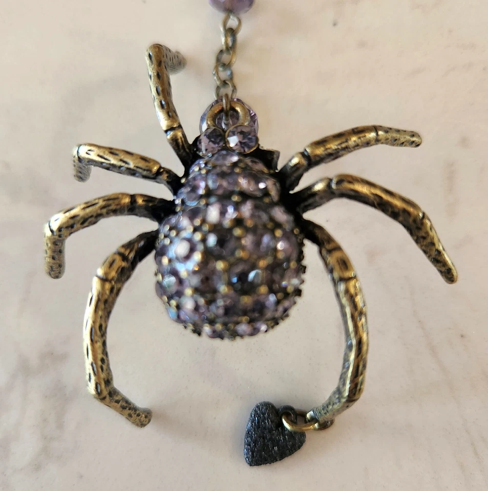 Collar Largo Betsey Johnson Vintage Púrpura Joya Araña Calavera Arcos Foto 2 de 4