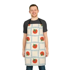 Italian Tomato Ravioli Checkered Print Apron Kitchen Accessory, Chef Gift