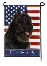 Patriotic USA Garden Flag - Black Bouvier des Flandres 023B