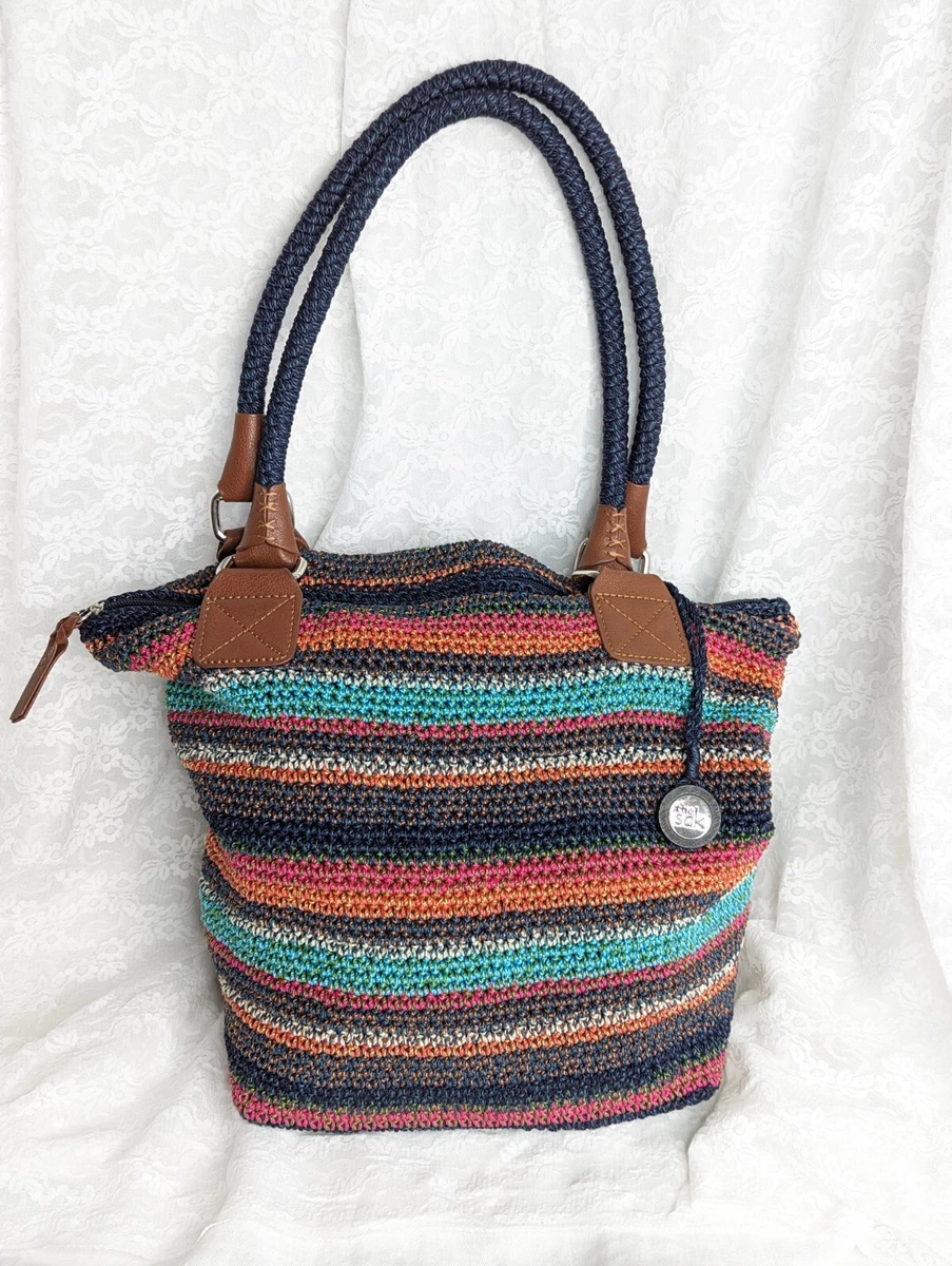 The Sak 90s Purse Crochet Shoulder Bag Double Handle Tote 