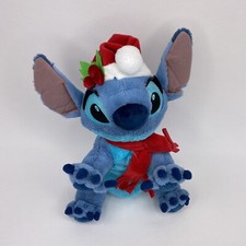 Lilo Stitch Holiday Plush STITCH Santa Hat Holly Scarf Disney Stuffed Toy 14"