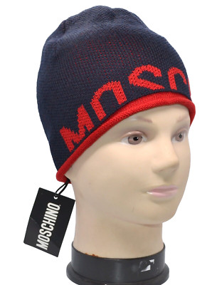 Moschino Unisex Cap Navy knitted Hat One Size Italy