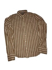Abercrombie & Fitch Shirt Mens 2XL Long Sleeve Brown Striped Button Down C79