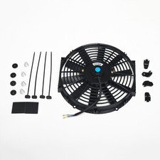 12 Universal Electric Radiator Slim Cooling Fan Pull Push Engine Bay Bk 12v 80w