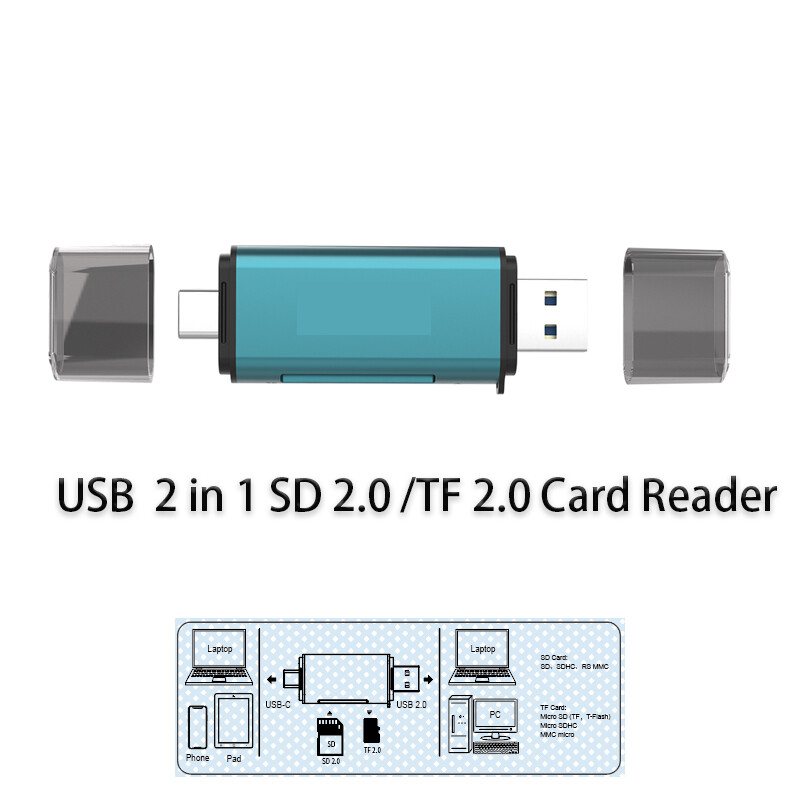 Splitter Adapter Extension Cable USB Hub USB 2in1 SD/TF Card Reader dock station