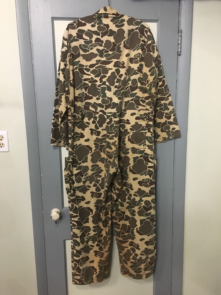 Vtg 60s Camouflage Hunting Coveralls Jumpsuit Mens L… Gem