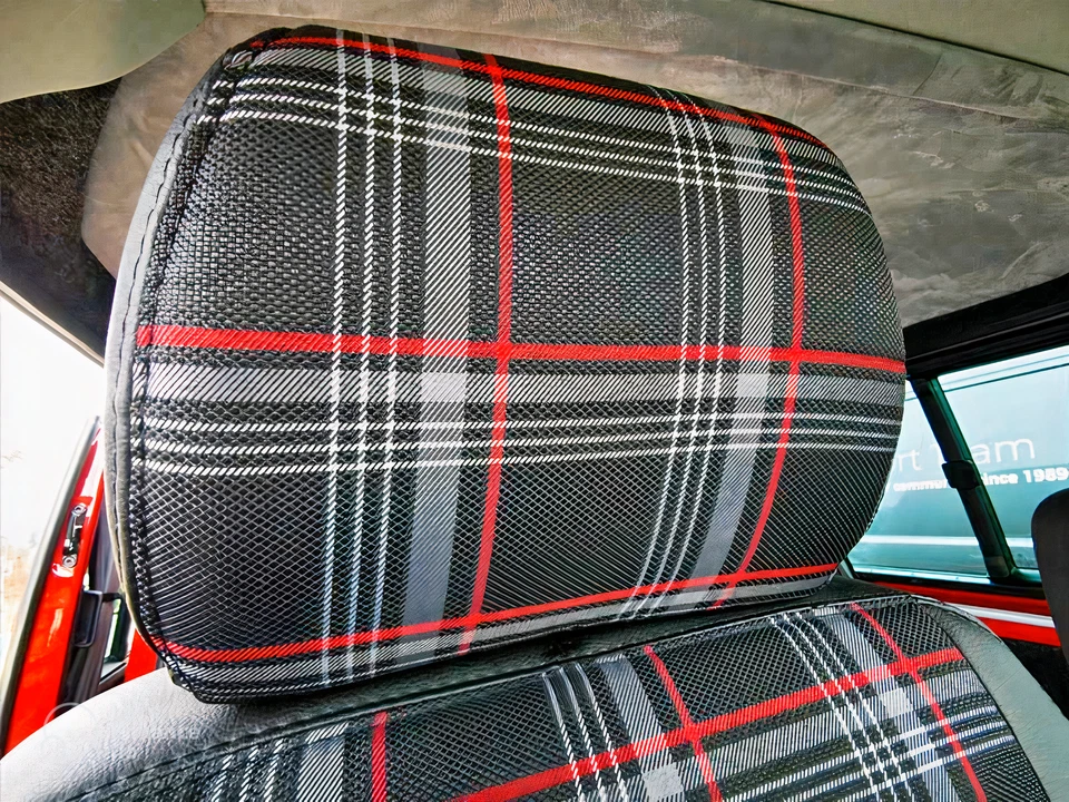 Tela de tapicería de coche a cuadros GTI - VW Golf MK7 - Sin espuma - 59" - 150 cm - Coche, asiento Foto 4 de 4