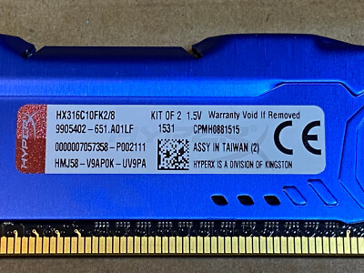 8GB (2x4GB) Kingston Fury HX316C10FK2/8 DDR3-1600MHz RAM Kit