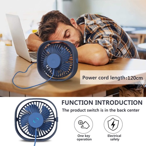 Tragbar Mini Tischventilator 360° Drehung Lüfter USB Ventilator 3 Speed Desk Fan - Bild 2 von 12