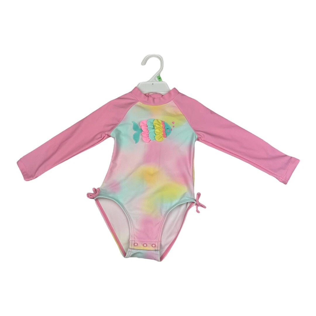 Little Me Swimsuit Baby Girls 18 Months Pink Blue Yellow Surf