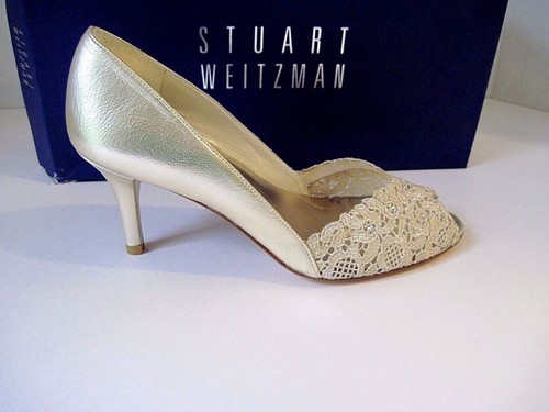 Stuart Weitzman Gold Chantilly Lace 