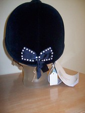 Charles Owen Hampton Hat mit Straß-Schleife in marine Gr. 58